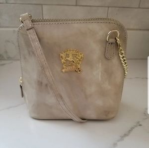 Pratesi Firenze Women's Light Taupe Crossbody Leather Zip Purse Handbag